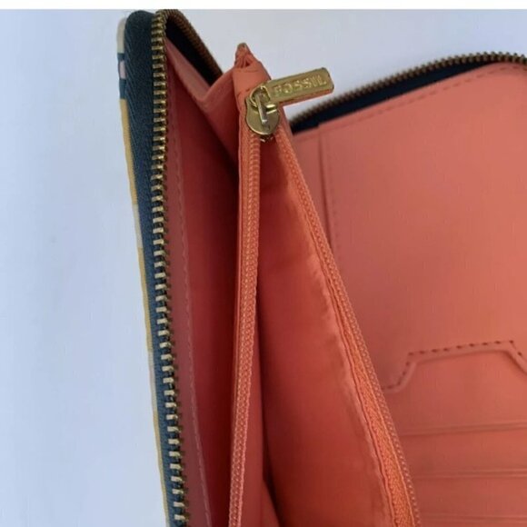 FOSSIL Wallet Zip Around Fabric Brush Strokes - Picture 5 of 6